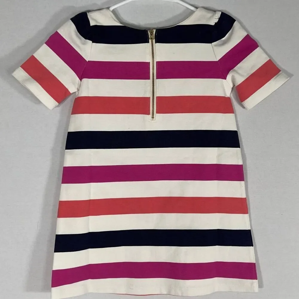 Gymboree Woodland Wonder White Pink Orange Black Striped Dress Girl's Size 5
